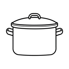 Minimalist cooking pot with lid and handles vector illustration