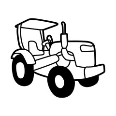 black and white agricultural tractor image facing right