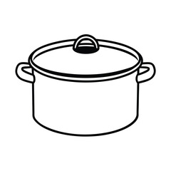 Clean line art illustration of a deep saucepan with lid