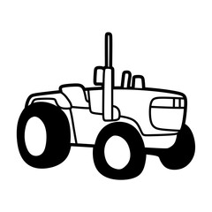 simple black and white vector image of a tractor facing right without a roof