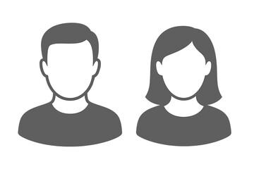 Man and woman user profile avatar icon set. Male and female face silhouette. Person placeholder symbol. People gender vector illustration for web design or business concept.