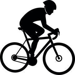 Fototapeta premium Vector art of a cyclist silhouette riding a bicycle, showcasing speed and athleticism isolated on white background