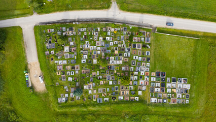 Cemetery in the village in Lithuania