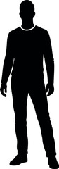 Man silhouette standing casual wear isolated white background