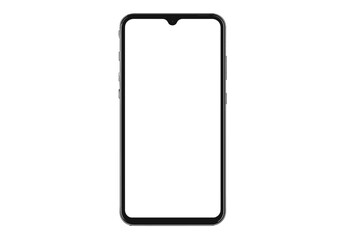 Modern realistic smartphone mockup with blank white screen for app or website design. Cell phone front view vector illustration. Mobile device template isolated on transparent background.