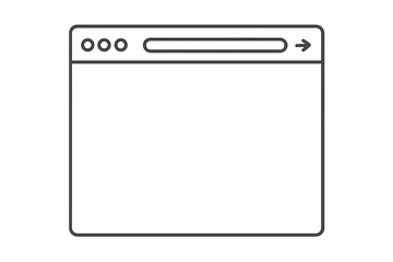 Fototapeta premium Simple browser window vector icon. Web page mockup with search bar. Website interface template for internet technology concept. Blank screen for UI UX design outline.