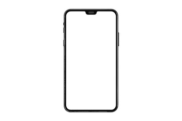 Realistic smartphone mockup with blank white screen for design presentation. Mobile phone vector illustration isolated on transparent background. Modern digital device template.