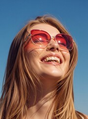  Cheerful woman on summer vacation 