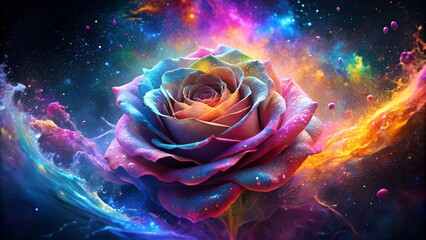 Surreal Cosmic Rose Bloom Landscape in 8K