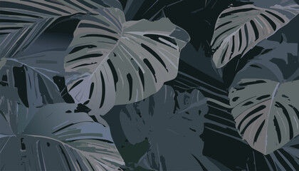 modern tropical greenery and gold leaves banner 