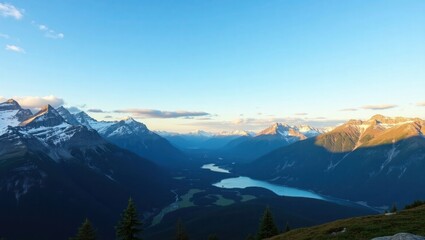 Fototapeta premium Majestic Mountain Valley With Turquoise Lake mountain range