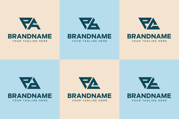 Naklejka premium Letters PA PB PC PD PE PT Triangle Logo Set, for AP BP CP DP EP TP initials
