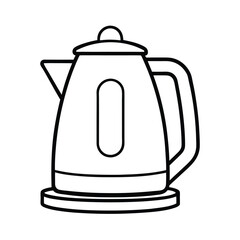 Clean line art illustration of an electric kettle with its base stand