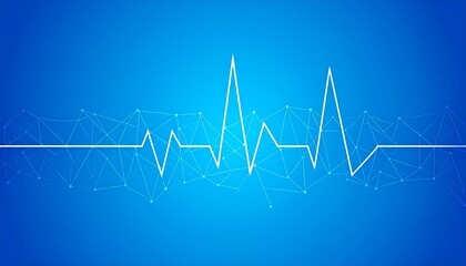 Heartbeat low poly wireframe illustration. Polygonal wireframe healthcare on blue background. Vector illustration.