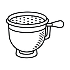 Simple line art flour sifter with mesh and handle