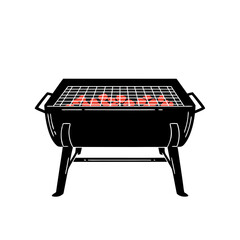 Black barbecue grill with red glowing coals  
