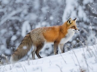 Red Fox in Snowy Landscape