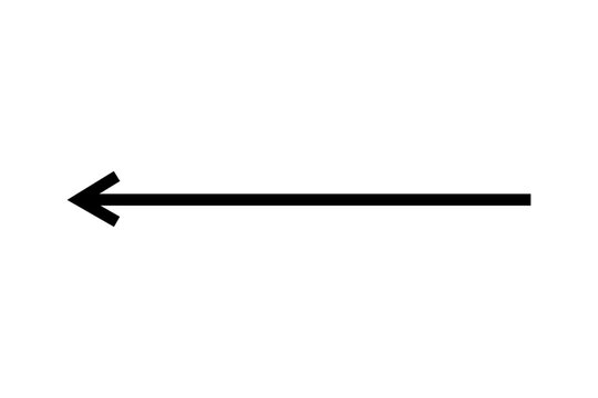 Straight black arrow vector left side direction. Black line arrow pointing left side. Flat style arrow icon for website design, logo, app, UI design. Vector illustration.