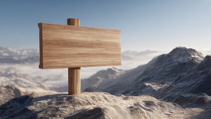 Naklejka premium Wooden signpost on mountaintop