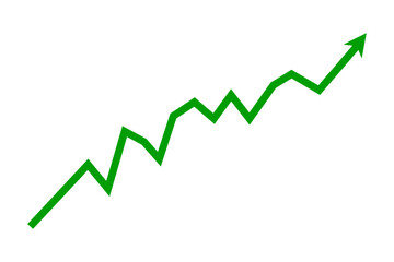 Green arrow graph line chart upward direction business growth up trend concept, Economic growth, Stock market profit, Financial growth sign. Vector illustration.