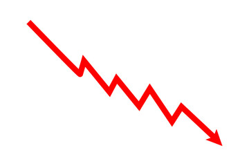 Obraz premium Down fall red arrow line graph financial loss concept, Red arrow downward direction, Stock market fall, Business loss, Market crash, Economic loss. Vector illustration.