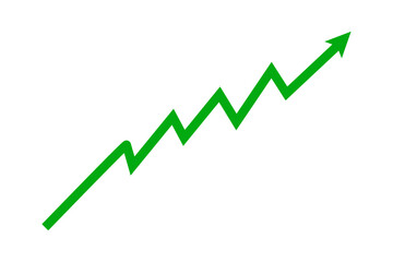 Green arrow graph line chart upward direction business growth up trend concept, Economic growth, Stock market profit, Financial growth sign. Vector illustration.