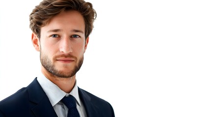  young lawyer in suit and tie isolated on white background close up image 