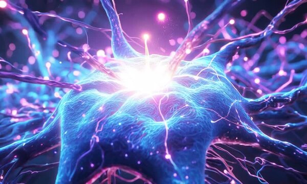 Glowing Neural Web Illuminates the Digital Mindscape