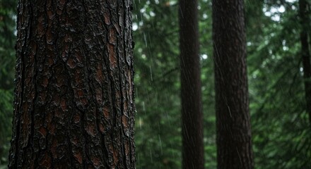 Fototapeta premium Rain-drenched pine bark close-up
