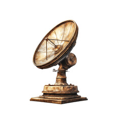 Isolated Retro Satellite Dish Communication Space Exploration and Vintage on transparent background