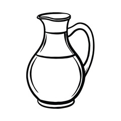Simple linear sketch of a glass jug with handle and spout