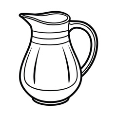 Detailed linear sketch of a glass jug with handle and spout