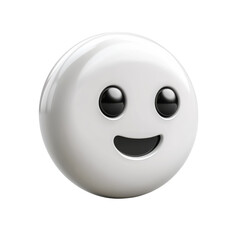 Fototapeta premium Glossy white 3D smiley face emoticon with a cheerful expression joyful on transparent background