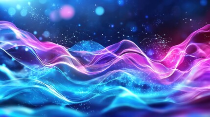 Fototapeta premium Abstract glowing light waves in a digital nighttime setting