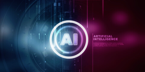 2d illustration Artificial Intelligence (AI) concept