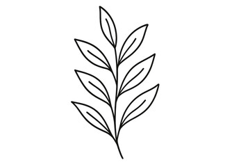 Minimalist botanical branch outline, delicate hand-drawn leafy twig, elegant linear foliage motif for eco branding, organic packaging, spa wellness logo, modern boho wall art vector
