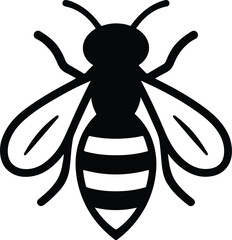 ai1Minimalist Bee Silhouette with Striped Abdomen and Spread Wings