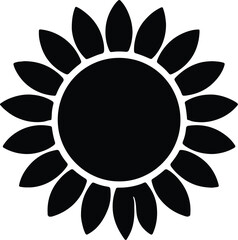 Bold Sunflower Silhouette with Circular Center and Radiating Petals