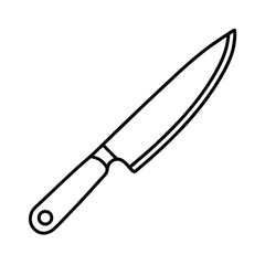Thin line art kitchen knife illustration on a clean white background