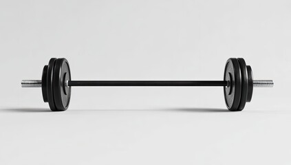 Black barbell on a light gray background