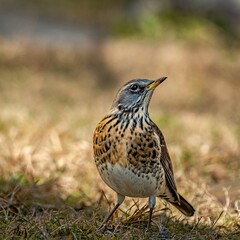 Fieldfare (Turdus pilaris) in early spring.