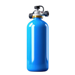 Blue shiny gas cylinder detail industrial equipment oxygen tank metal on transparent background