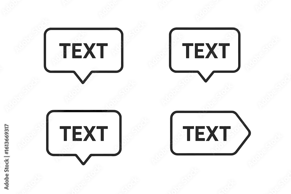 Aufkleber minimal chat bubble outline icons set for ux ui infographics—clean speech balloon label frames, poin