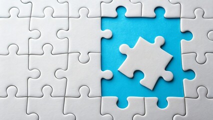 White puzzle pieces blue background jigsaw