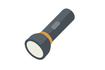 Flashlight vector illustration in flat style. Portable torch icon for light, searching, and exploration. Camping, hiking and emergency equipment. Survival tool symbol.