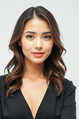 Beautiful Asian Woman with Perfect Makeup and Style
