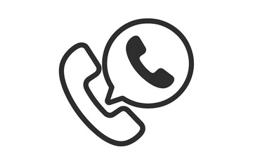 Hotline icon with telephone. Speech bubble for communication. Vector symbol for customer service, support center. Contact us concept. Phone call illustration. Helpline graphic.
