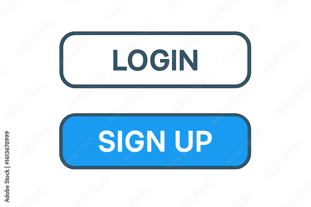 Aufkleber login and sign up buttons vector set. modern flat design ui/ux web element. concept for user interfa