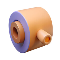 Abstract cylindrical object with multiple openings and colored bands