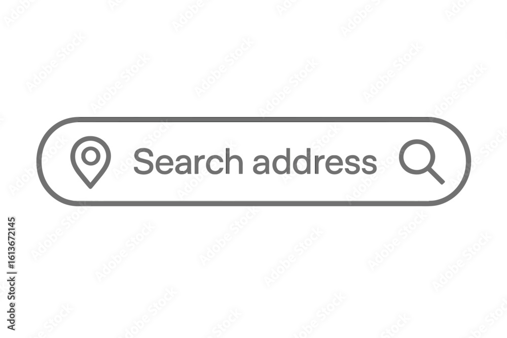 Poster search address bar for user interface and website. navigation bar icon with location pin and magnify